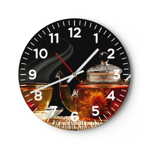 Reloj de pared - Reloj de vidrio - Magia y el arte del té - 30x30 cm