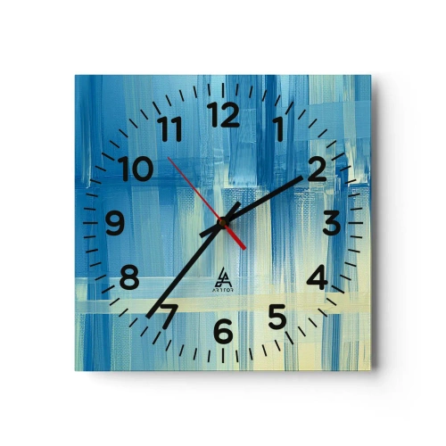 Reloj de pared - Reloj de vidrio - Composición en turquesa - 30x30 cm