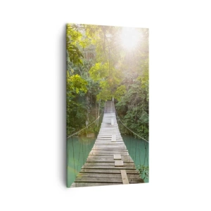 Cuadro sobre lienzo - Impresión de Imagen - Sobre el agua azul hacia el bosque - 45x80 cm