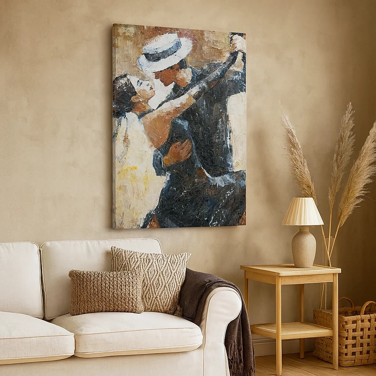 Cuadro sobre lienzo - Impresión de Imagen - Una pareja bailando tango en un estilo romántico y elegante. - 50x70cm - Estilo Rudolf Valentino - Decoración de pared moderna para salón y dormitorio ARTTOR