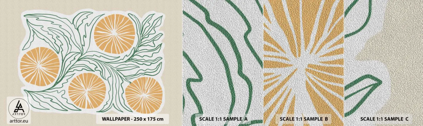 Muestra de fotomural Premium Sand - Étnico con un toque de abstracción - bohemia, Limón, Minimalismo - 100x30 cm