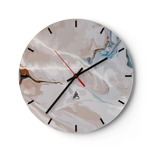 Reloj de pared - Reloj de vidrio - El azul serpentea por el blanco - 40x40 cm