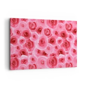 Cuadro sobre lienzo - Impresión de Imagen - Delicadas rosas en tonos pastel de rosa. - 120x80cm - Rosas abajo y arriba - Decoración de pared moderna para salón y dormitorio ARTTOR