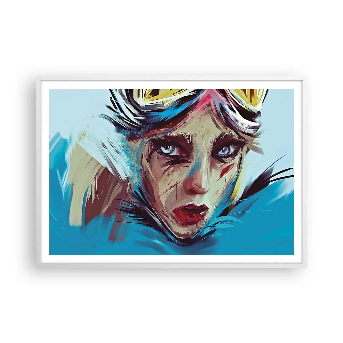 Póster en marco blanco - Guerrera colorida - 100x70 cm