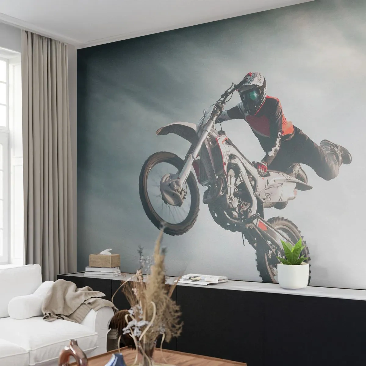 Fotomural Autadhesivo Deluxe Sticker - No hay diversión sin riesgo - motocross, Moto, Motociclista - 500x350 cm