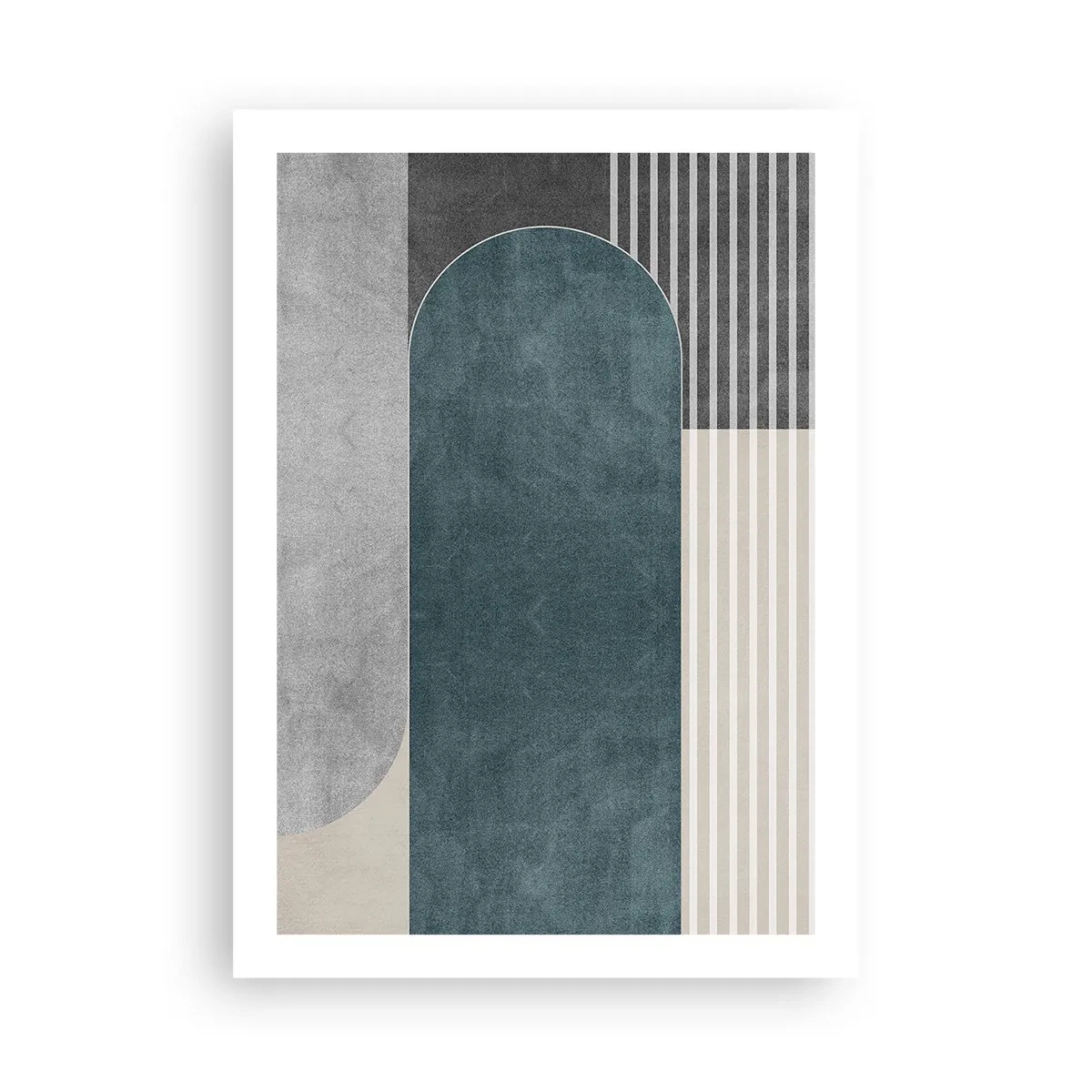 Póster - Composición geométrica en tonos verdes y grises. - 50x70cm - Composición horizontal - Decoración de pared moderna para salón y dormitorio ARTTOR