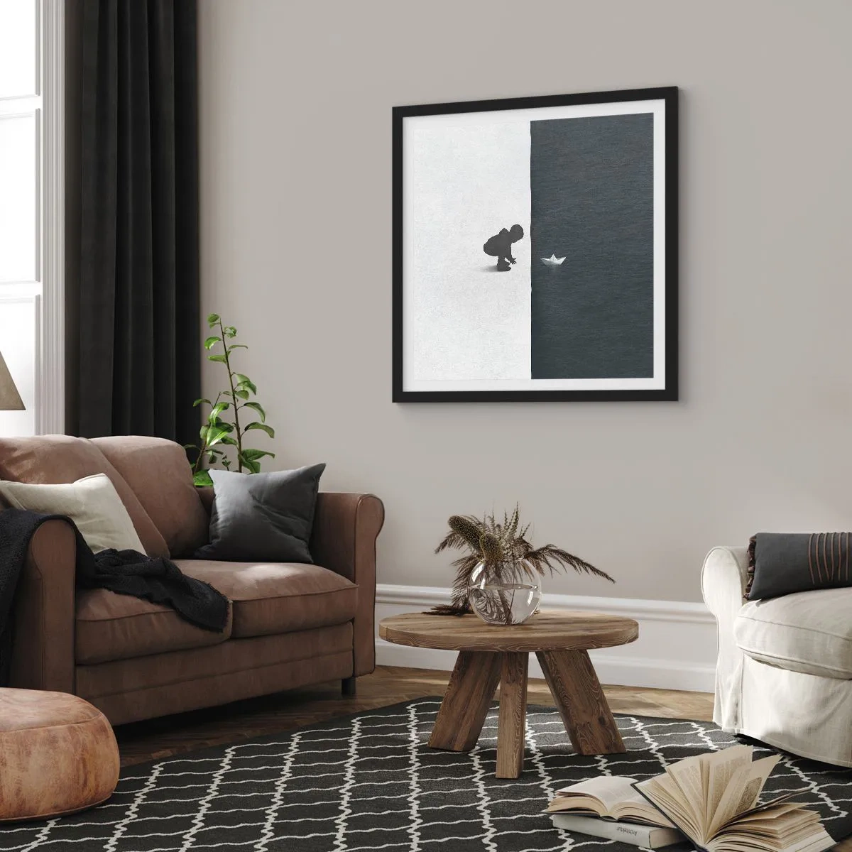 Póster en marco negro - Una gran expedición náutica - 40x40 cm