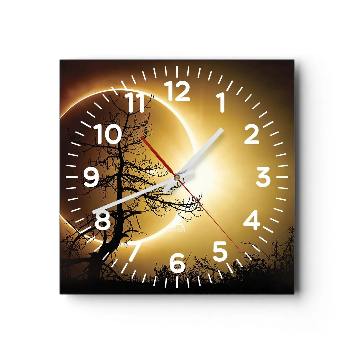 Reloj de pared - Reloj de vidrio - Eclipse total - 40x40 cm