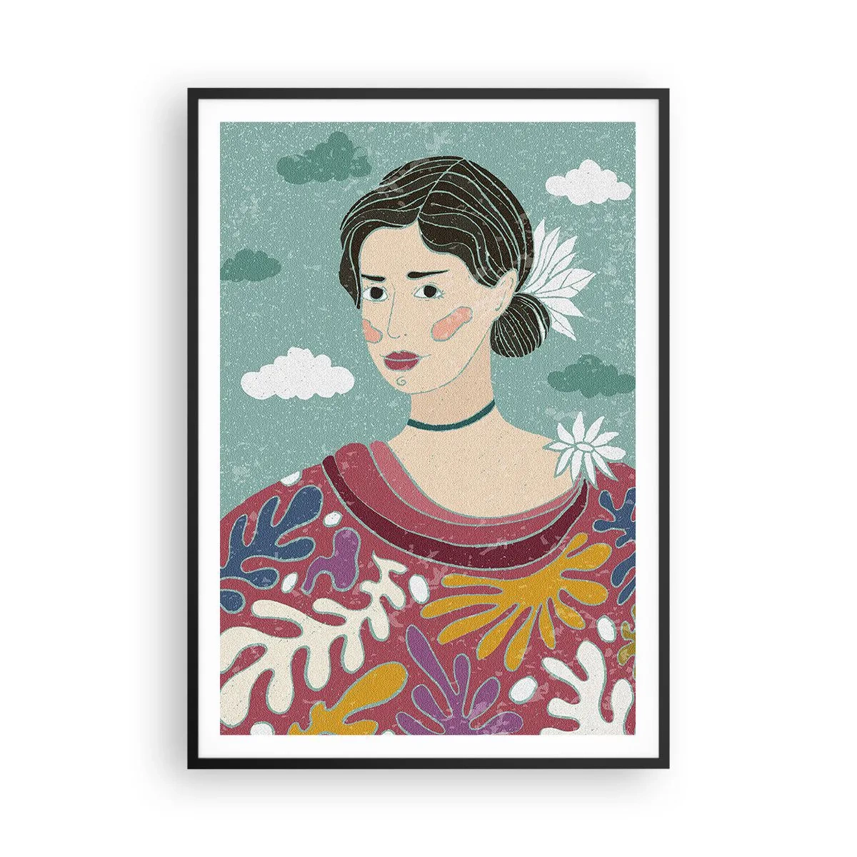 Póster en marco negro - Con melancolía en la mirada - 70x100 cm