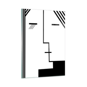 Cuadro sobre vidrio - Impresiones sobre Vidrio - Una interpretación gráfica de un beso en estilo minimalista. - 50x70cm - Solo un beso - Decoración de pared moderna para salón y dormitorio ARTTOR