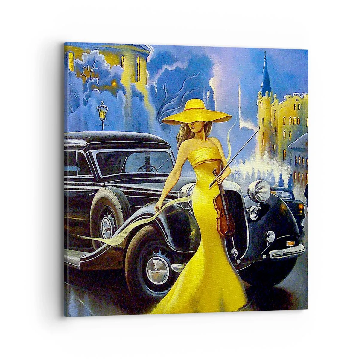 Cuadro sobre lienzo - Impresión de Imagen - Noche de violín y pasión - 70x70 cm