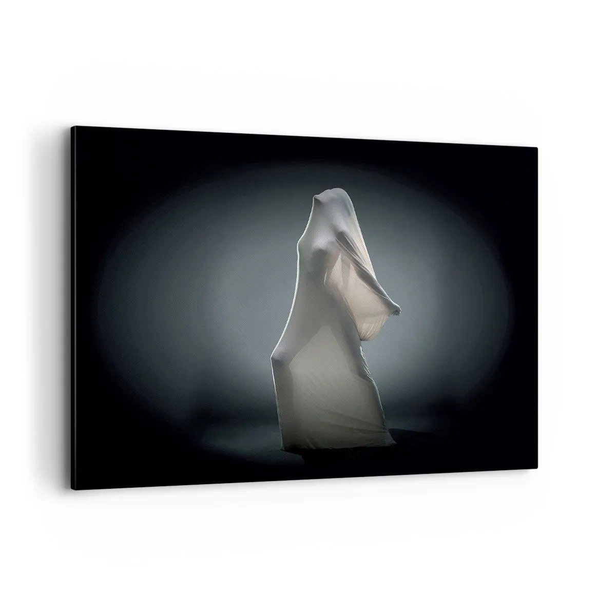 Cuadro sobre lienzo - Impresión de Imagen - Una figura en tela blanca sobre un fondo oscuro. - 100x70cm - Deseos ocultos - Decoración de pared moderna para salón y dormitorio ARTTOR