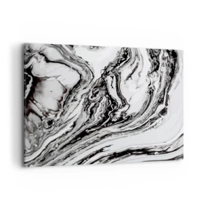 Cuadro sobre lienzo - Impresión de Imagen - Patrón de mármol abstracto en blanco y negro - 120x80cm - Al principio existía el caos - Decoración de pared moderna para salón y dormitorio ARTTOR