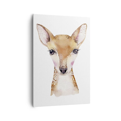 Cuadro sobre lienzo - Impresión de Imagen - Retrato en acuarela de un corzo joven sobre un fondo blanco - 70x100cm - La naturaleza de la inocencia - Decoración de pared moderna para salón y dormitorio ARTTOR