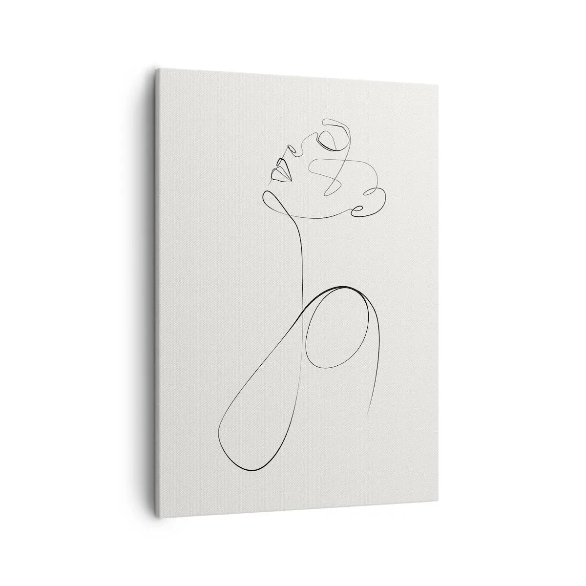 Cuadro sobre lienzo - Impresión de Imagen - Dibujo de rostro en arte lineal minimalista sobre fondo blanco - 50x70cm - En el bucle de los sueños - Decoración de pared moderna para salón y dormitorio ARTTOR
