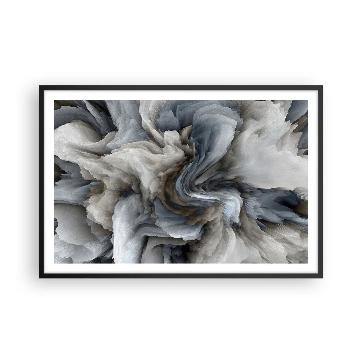 Póster en marco negro - Piedra y flor - 91x61 cm