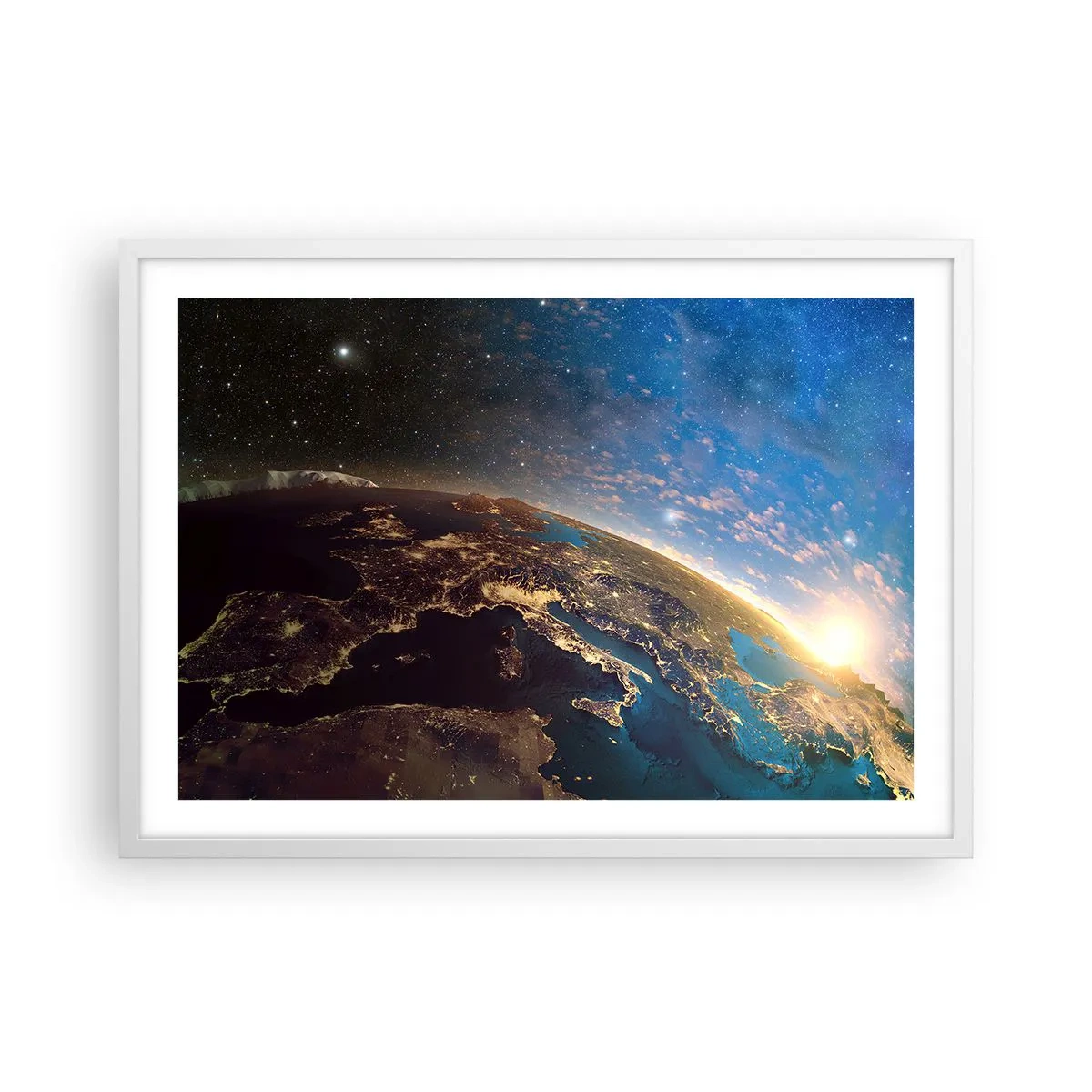 Póster en marco blanco - Mirémonos a nosotros mismos desde la distancia - 70x50 cm