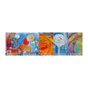 Muestra de fotomural Premium Sand - Milagros en un palo - Globos coloridos, Abstracción, Para niños - 100x30 cm