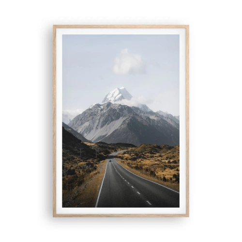 Póster en marco roble claro - El camino al corazón de las montañas - 70x100 cm
