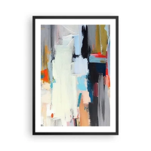 Póster en marco negro - Composición de color abstracta en un estilo expresivo. - 50x70cm - ¿Existe un método único? - Decoración de pared moderna para salón y dormitorio ARTTOR