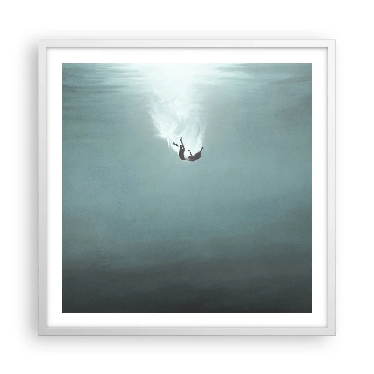 Póster en marco blanco - En el abrazo del océano - 60x60 cm