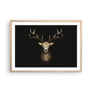 Póster en marco roble claro - Ciervo cubista - 70x50 cm
