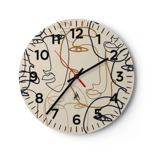 Reloj de pared - Reloj de vidrio - Retrato multiplicado - 30x30 cm