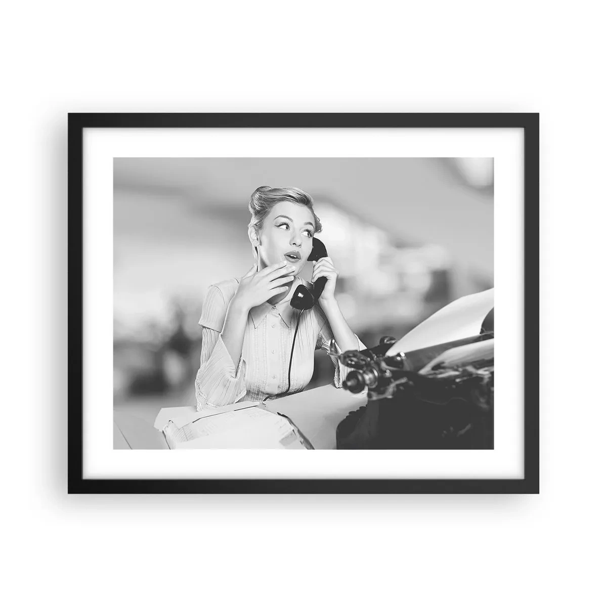 Póster en marco negro - ¿Diga?, estamos en los años 50. - 50x40 cm