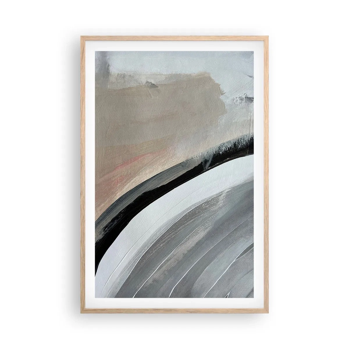 Póster en marco roble claro - Composición: un arco negro y gris - 61x91 cm