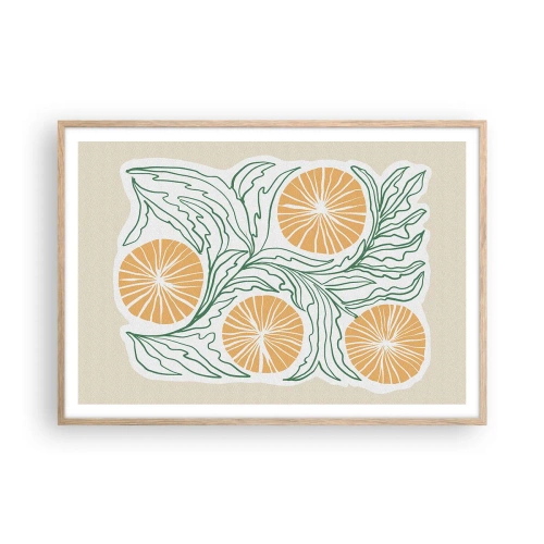 Póster en marco roble claro - Étnico con un toque de abstracción - 100x70 cm