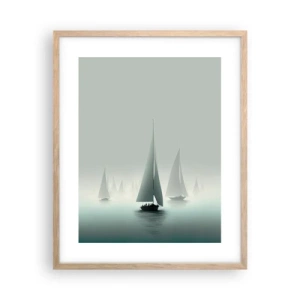 Póster en marco roble claro - Día de niebla en alta mar - 40x50 cm