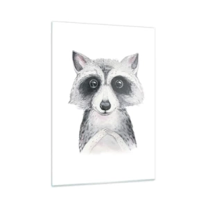 Cuadro sobre vidrio - Impresiones sobre Vidrio - Retrato de un perro mapache en blanco y negro - 50x70cm - Un momento para la emoción - Decoración de pared moderna para salón y dormitorio ARTTOR