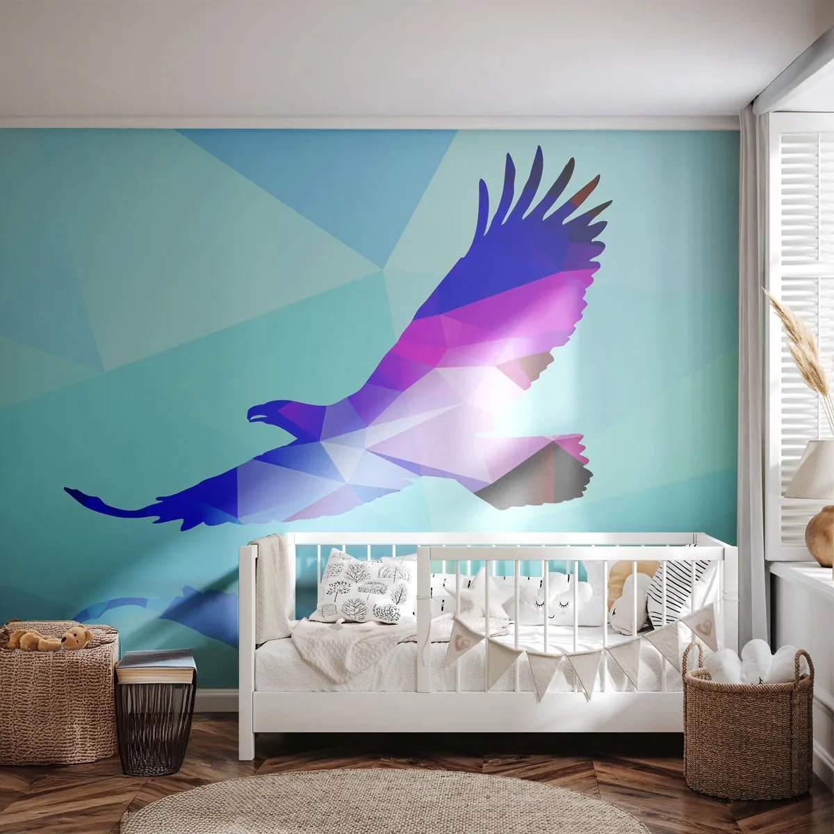 Fotomural Premium Sand - Águila en cristal lila - Pájaro, Águila, Figura Geométrica - 150x105 cm