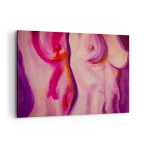 Cuadro sobre lienzo - Impresión de Imagen - Una interpretación abstracta de la silueta femenina en tonos rosas y morados. - 100x70cm - Una oda a la feminidad - Decoración de pared moderna para salón y dormitorio ARTTOR