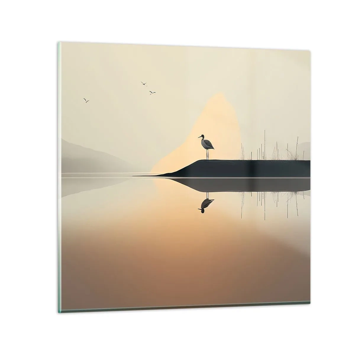 Cuadro sobre vidrio - Impresiones sobre Vidrio - Un caballero en el lago - 30x30 cm