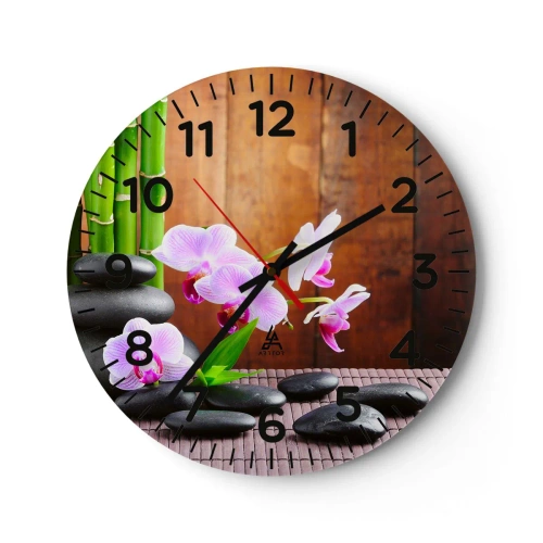 Reloj de pared - Reloj de vidrio - Experimente los placeres de Oriente - 30x30 cm