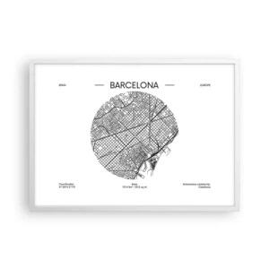 Póster en marco blanco - Anatomía de Barcelona - 70x50 cm