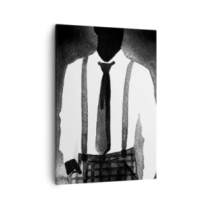Cuadro sobre lienzo - Impresión de Imagen - Personajes de estilo noir, elegancia en blanco y negro y misterio. - 50x70cm - En un ambiente noir - Decoración de pared moderna para salón y dormitorio ARTTOR
