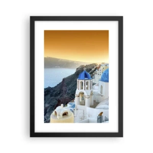 Póster en marco negro - Santorini - el abrazo a las rocas - 30x40 cm