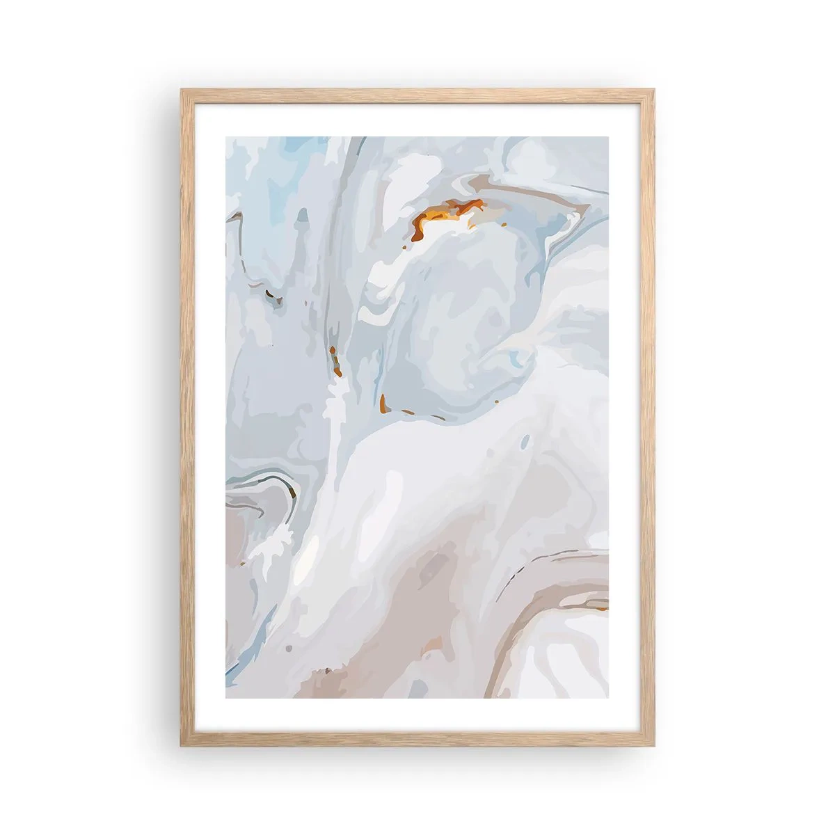 Póster en marco roble claro - Blanco fusión - 50x70 cm