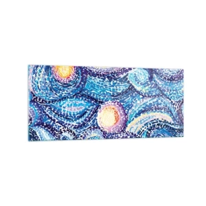 Cuadro sobre vidrio - Impresiones sobre Vidrio - Una interpretación artística del cielo estrellado al estilo de Van Gogh - 120x50cm - De un cuadro de Van Gogh - Decoración de pared moderna para salón y dormitorio ARTTOR