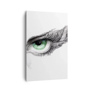 Cuadro sobre lienzo - Impresión de Imagen - Ojo artístico con iris verde y detalles de dibujo. - 80x120cm - Hermosa y lista para atacar - Decoración de pared moderna para salón y dormitorio ARTTOR