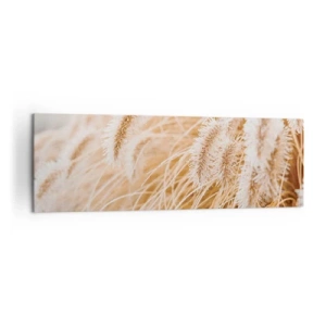 Cuadro sobre lienzo - Impresión de Imagen - Primer plano de hierbas delicadas y doradas a la luz del sol. - 160x50cm - El dorado susurro de las hierbas - Decoración de pared moderna para salón y dormitorio ARTTOR