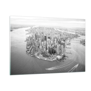 Cuadro sobre vidrio - Impresiones sobre Vidrio - Una vista aérea de la ciudad en blanco y negro - 120x80cm - ¿Cómo no amar este lugar? - Decoración de pared moderna para salón y dormitorio ARTTOR