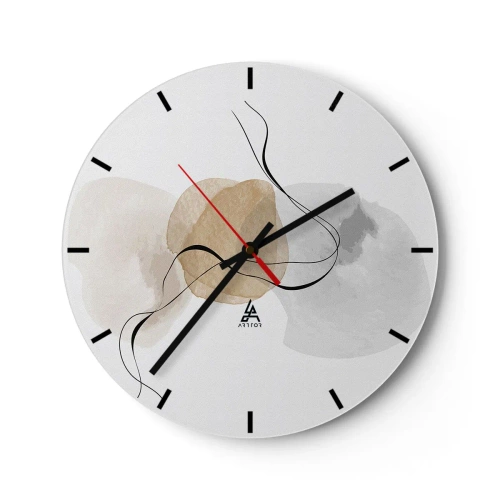 Reloj de pared - Reloj de vidrio - Manchas pastel abstractas y líneas negras sobre un fondo blanco - 30x30cm - Pompas de aire - Decoración de pared moderna para salón, cocina y dormitorio ARTTOR