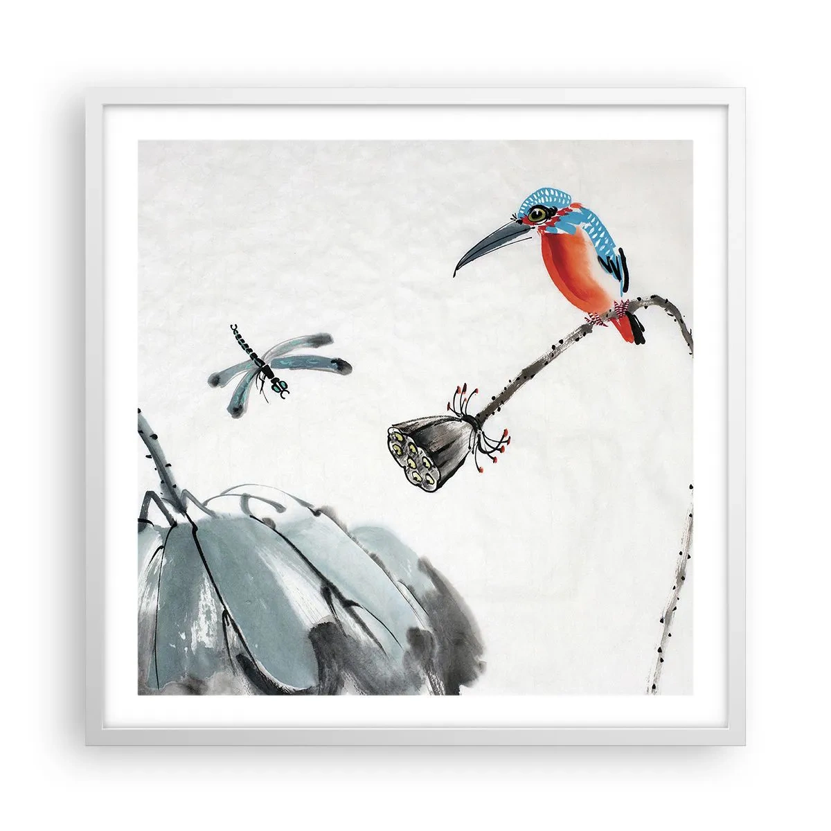 Póster en marco blanco - La vida de la pradera - 60x60 cm