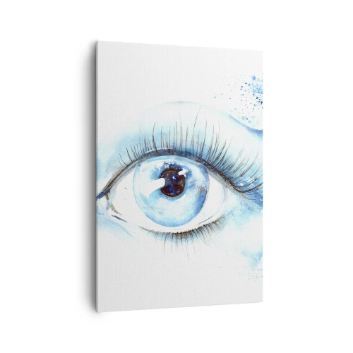 Cuadro sobre lienzo - Impresión de Imagen - Acuarela artística de un ojo con una onda dinámica. - 70x100cm - Sumérgete en el azul de tu mirada - Decoración de pared moderna para salón y dormitorio ARTTOR