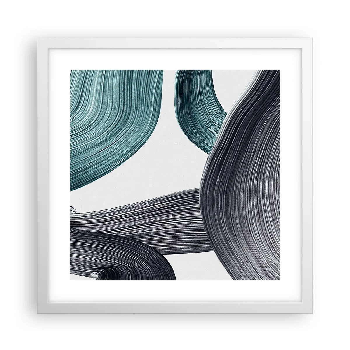 Póster en marco blanco - Senderos esmeralda y negro - 40x40 cm