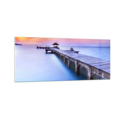 Cuadro sobre vidrio - Impresiones sobre Vidrio - Un mar de calma hasta el horizonte - 100x40 cm