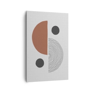 Cuadro sobre lienzo - Impresión de Imagen - Formas geométricas en tonos marrones y negros. - 80x120cm - La perfección del círculo - Decoración de pared moderna para salón y dormitorio ARTTOR